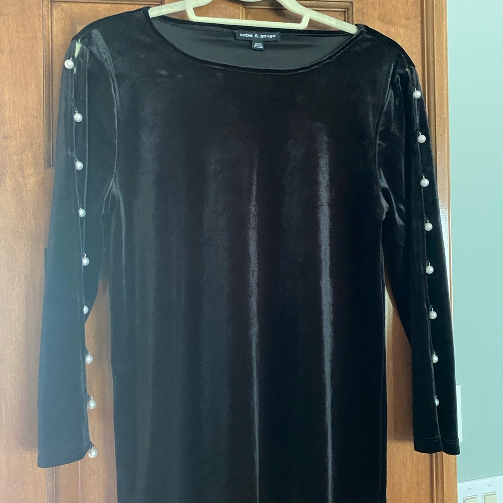 Cable & Gauge Black Pearl Embellished Top